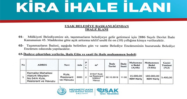 ATAPARK’IN SİMGESİ İHALE YOLUYLA 10 YILLIĞINA KİRAYA VERİLECEK