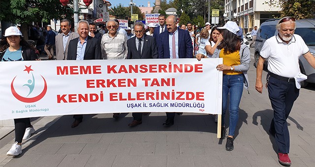 Uşak'ta "Meme Kanseri Farkındalık Ayı" yürüyüşü