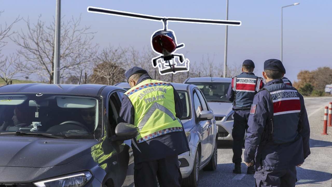 Uşak'ta Jandarmadan Cayrokopter İle Trafik Denetimi