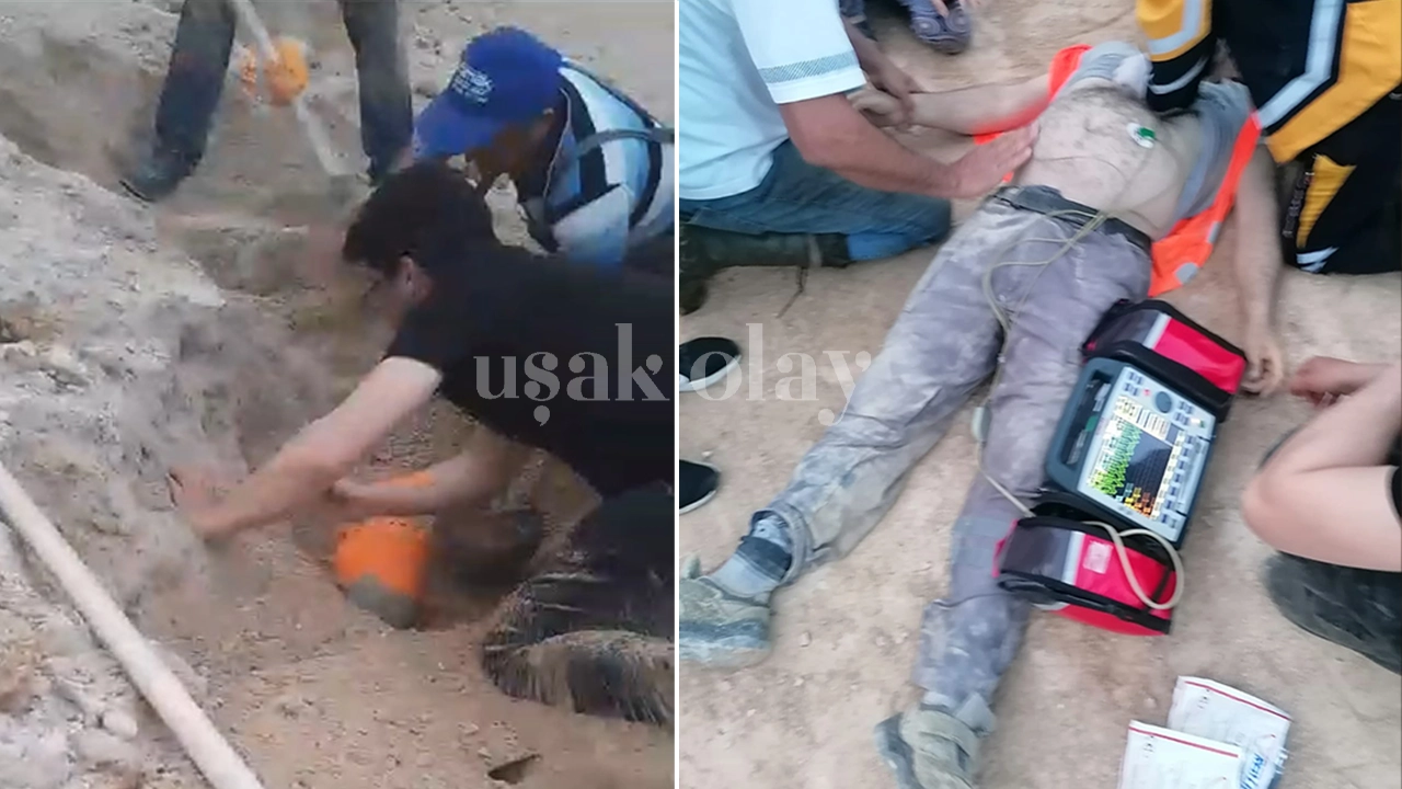 Uşak'lı Aile Babalarını Kumun Altından Elleriyle Kazarak Çıkardılar!