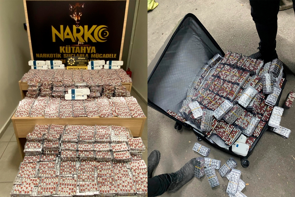 Kütahya'da valizden 26 binden fazla sentetik ecza hap ele geçirildi