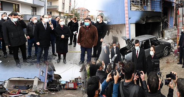VALİ FUNDA KOCABIYIK, DOĞAL GAZ PATLAMASI MEYDANA GELEN EVLERDE İNCELEMELERDE BULUNDU