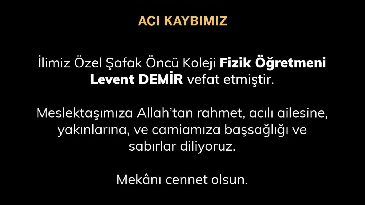 Uşak Eğitim Camiasının Acı Günü: Levent Demir Vefat Etti