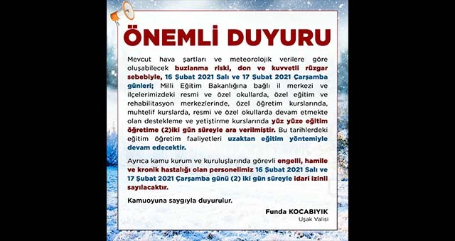 ÖNEMLİ DUYURU