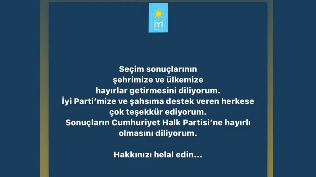 İyi Parti Belediye Başkan Adayı Gür’den Veda Mesajı