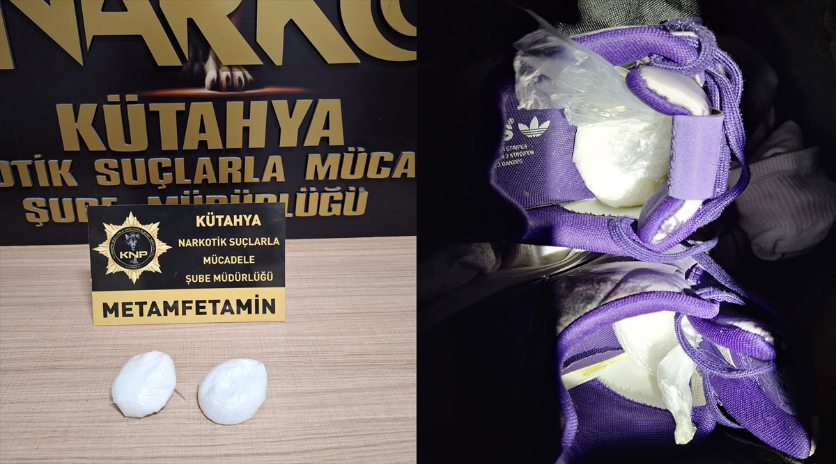 Kütahya'da spor ayakkabıya gizlenmiş uyuşturucuyla yakalanan şüpheli tutuklandı