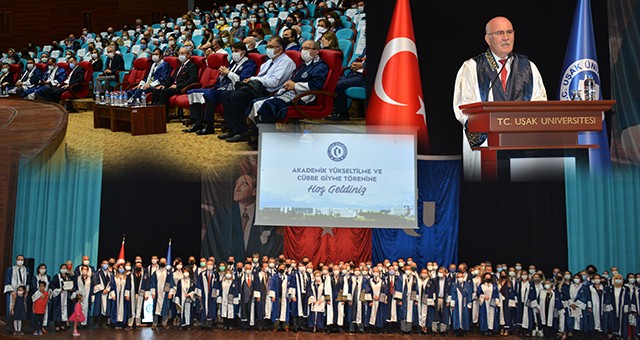 UŞAK ÜNİVERSİTESİ 2021-2022 AKADEMİK YÜKSELTİLME VE CÜBBE GİYME TÖRENİ GERÇEKLEŞTİRİLDİ