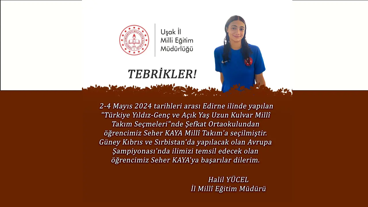 Uşaklı Öğrenci Seher Kaya Milli Yüzücü Oldu