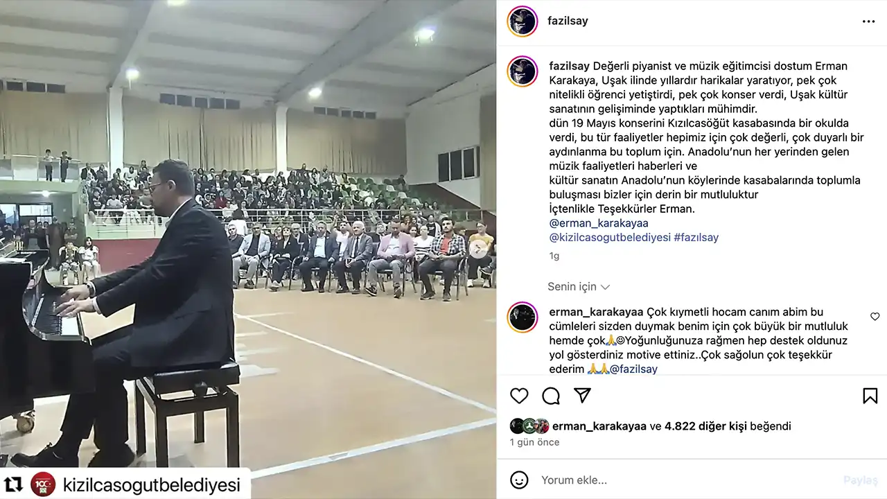Fazıl Say Uşaklı Piyanist Erman Karakaya'ya Övgüler Yağdırdı