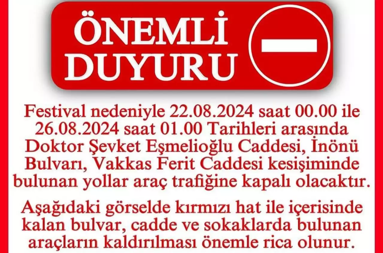 Uşak Eşme Kilim Festivali Nedeniyle Trafik Düzenlemesi