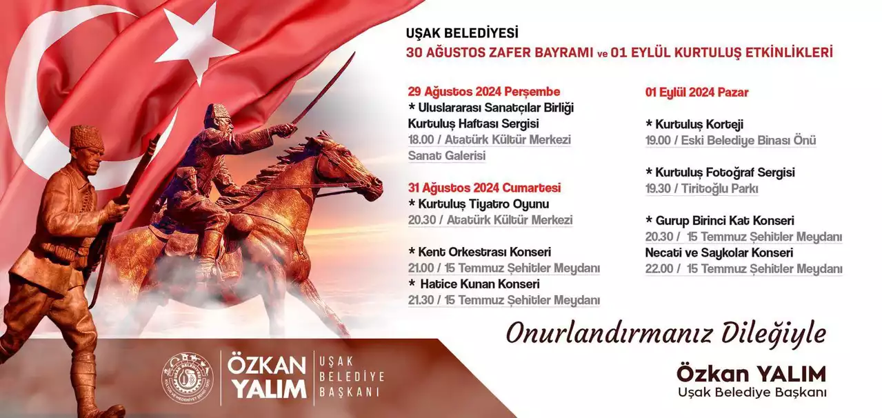 Uşak’ın Zafer Bayramı ve Kurtuluş Kutlamaları Dorukta Yaşanacak