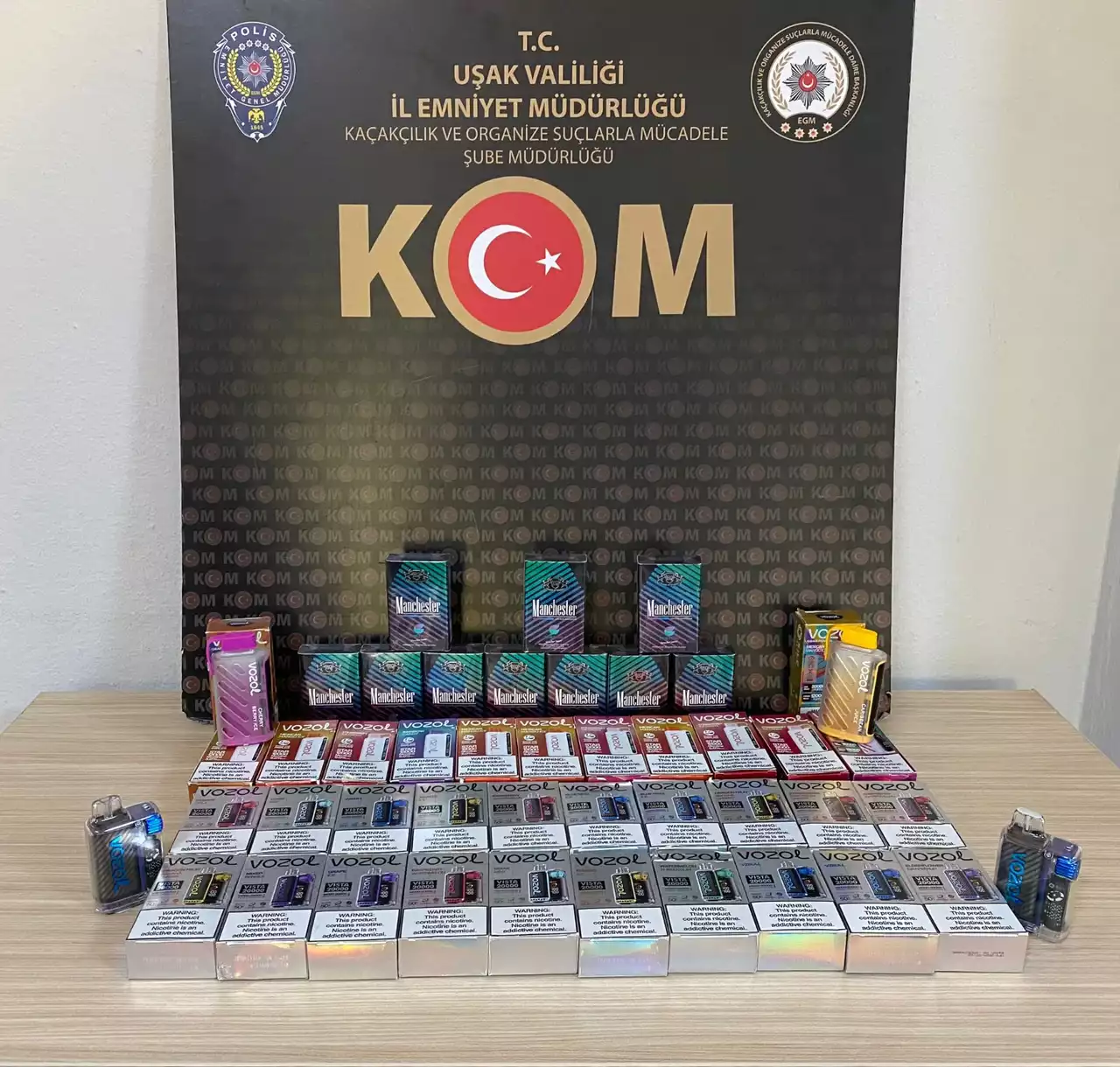 Banaz’da Elektronik Sigara Kaçak Sigara Ele Geçirildi