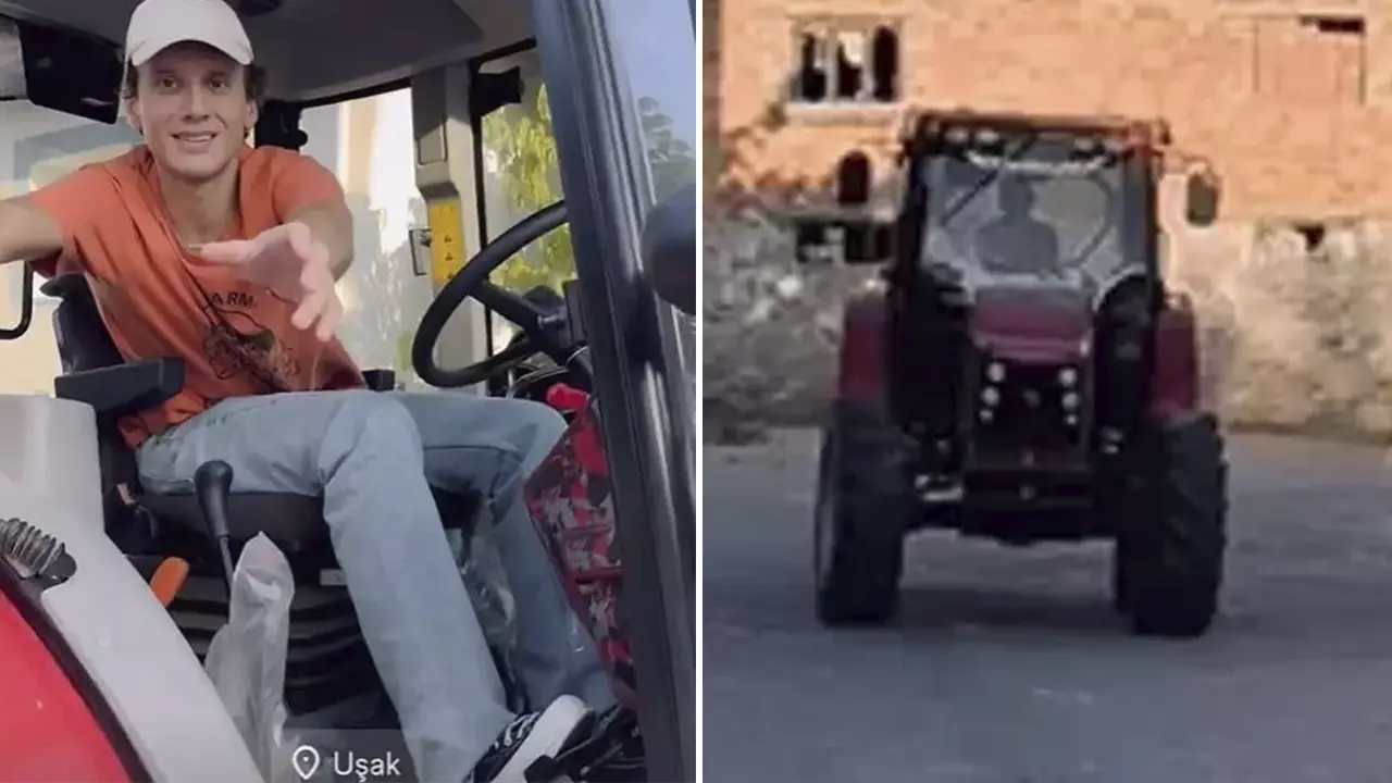 Uşak’lı Edis Rüzgarı! Traktörle Köy Yollarında Gezdi
