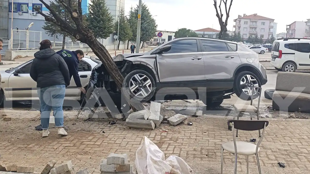 Direksiyon hakimiyetini kaybeden sürücü ağaca çarptı