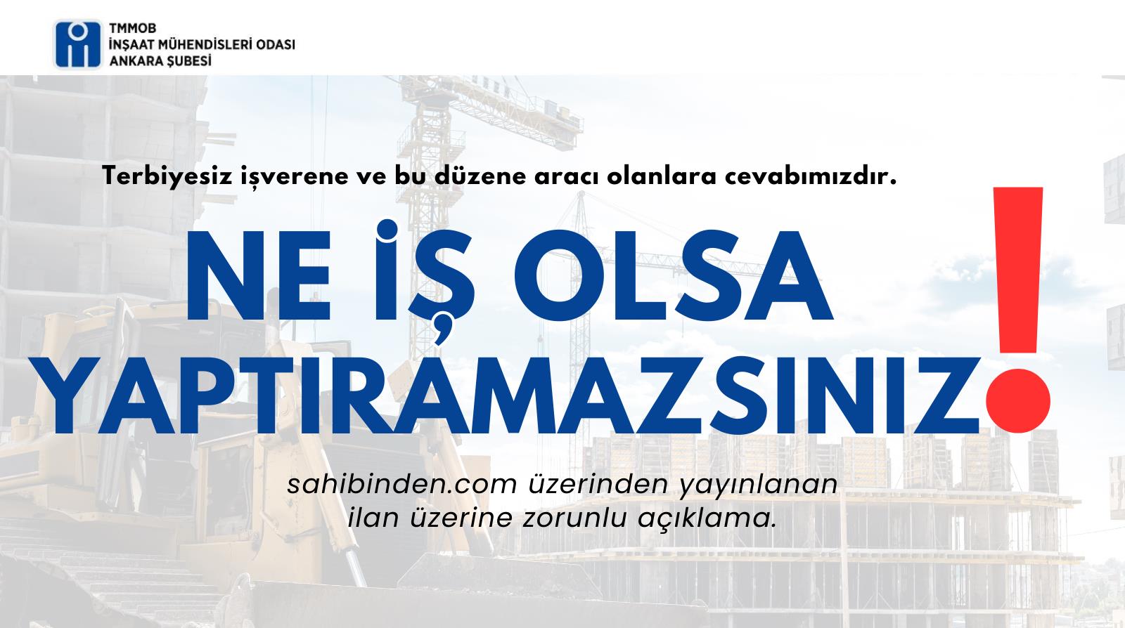 İnşaat Mühendislerinden “sahibinden.com”’tepkisi
