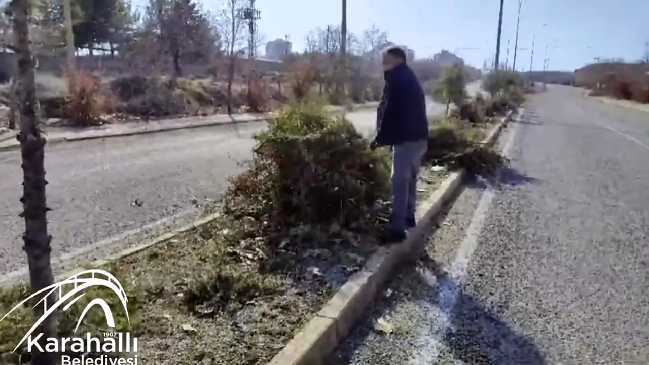 Başkan Karakaya Eldivenleri Giydi, Karahallı'da Ağaçları Budadı!