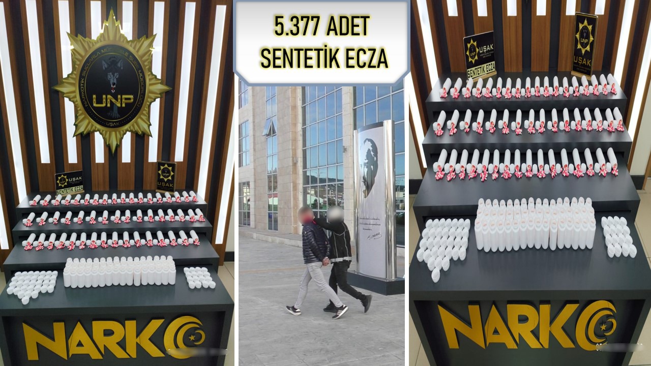 Uşak'ta 5.377 Sentetik Ecza Ele Geçirildi, 1 Kişi Tutuklandı