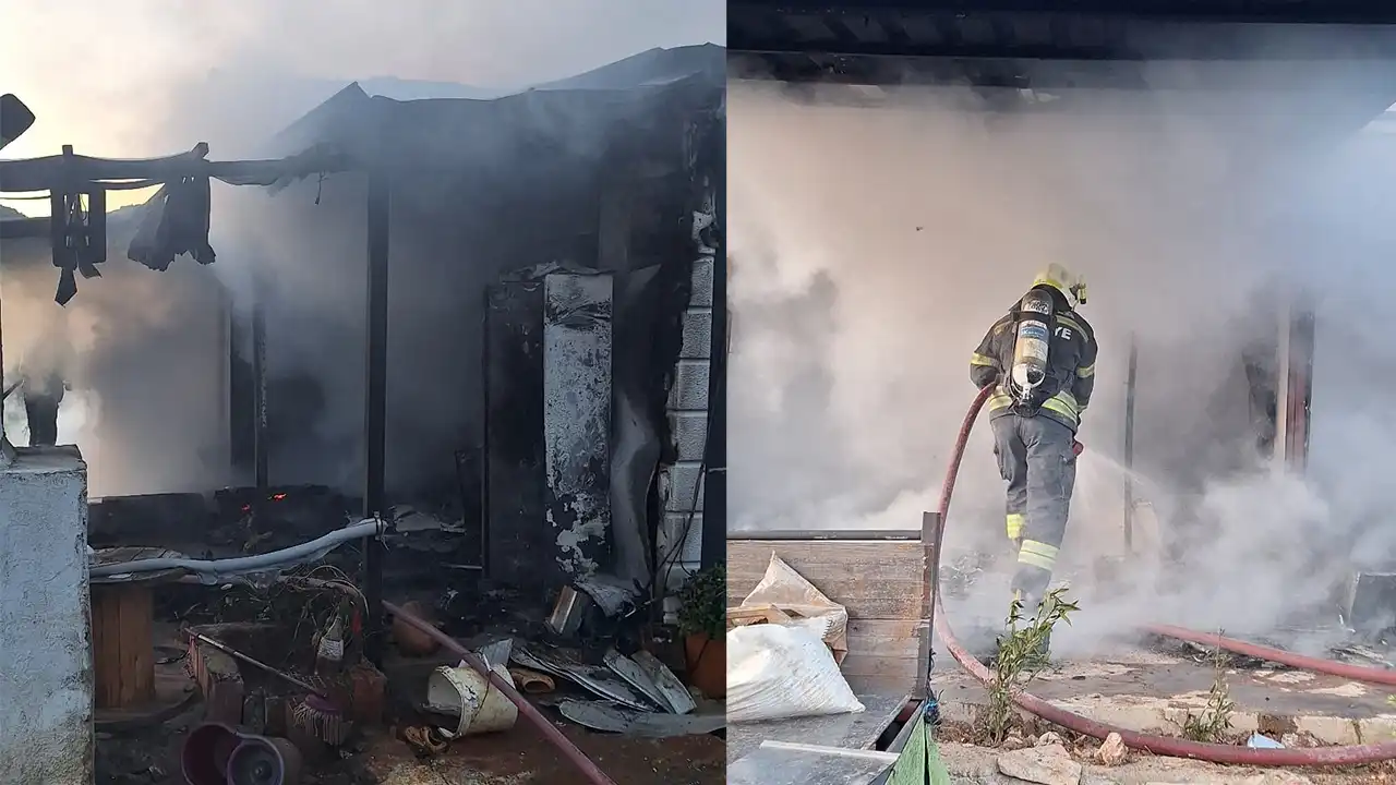 Bodrum'da prefabrik evde çıkan yangın söndürüldü