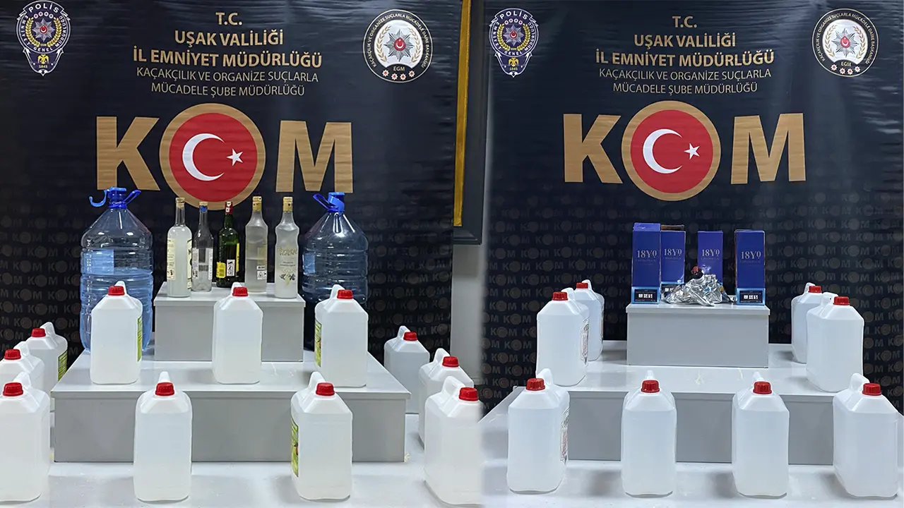 Uşak’ta Sahte Alkol Baskını! Büyük Miktarda Etil Alkol Yakalandı
