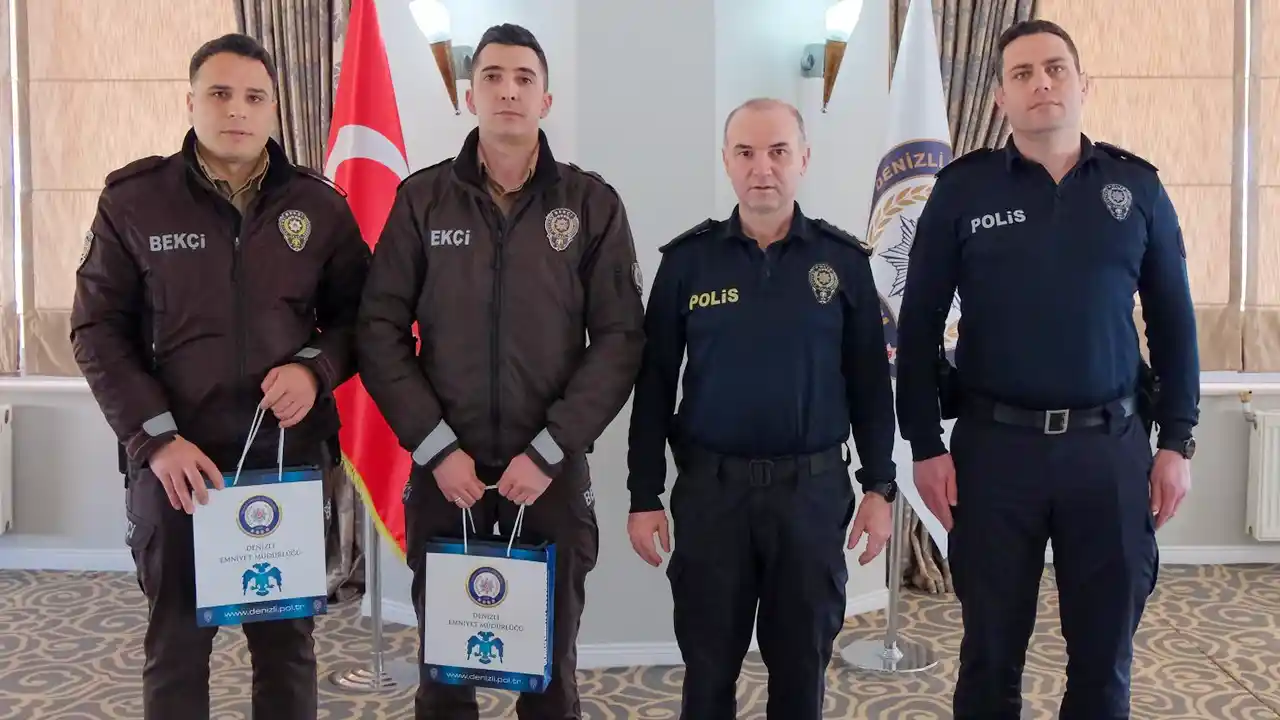 Denizli'de hükümlüyü yakalayan bekçilere plaket