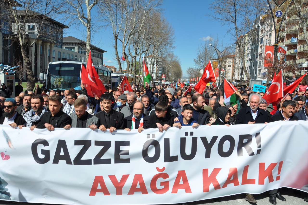 Kütahya'da, Gazze'ye destek yürüyüşü düzenlendi