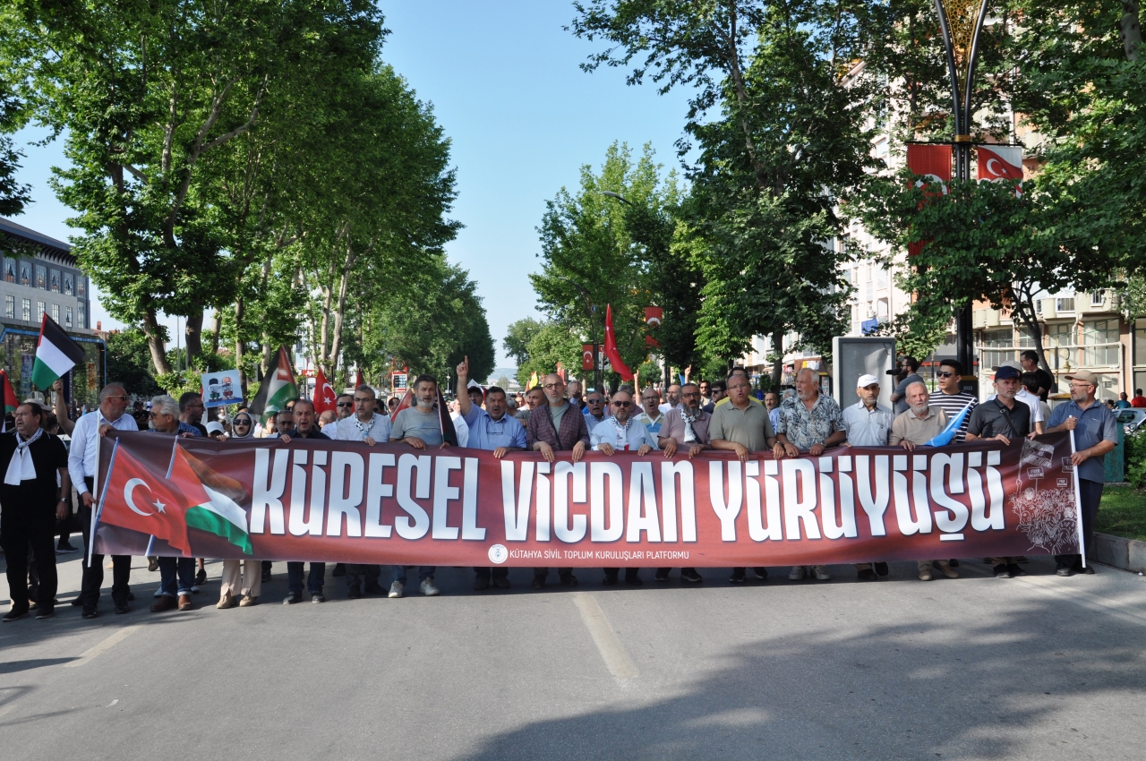 Kütahya'da Gazze'ye destek yürüyüşü yapıldı