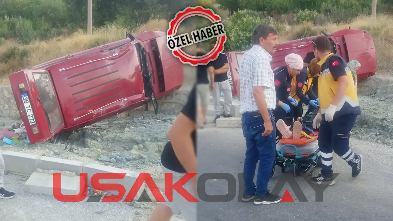 Uşak’ta Çevre Yolunda Takla Atan Araçta 2 Kişi Yaralandı
