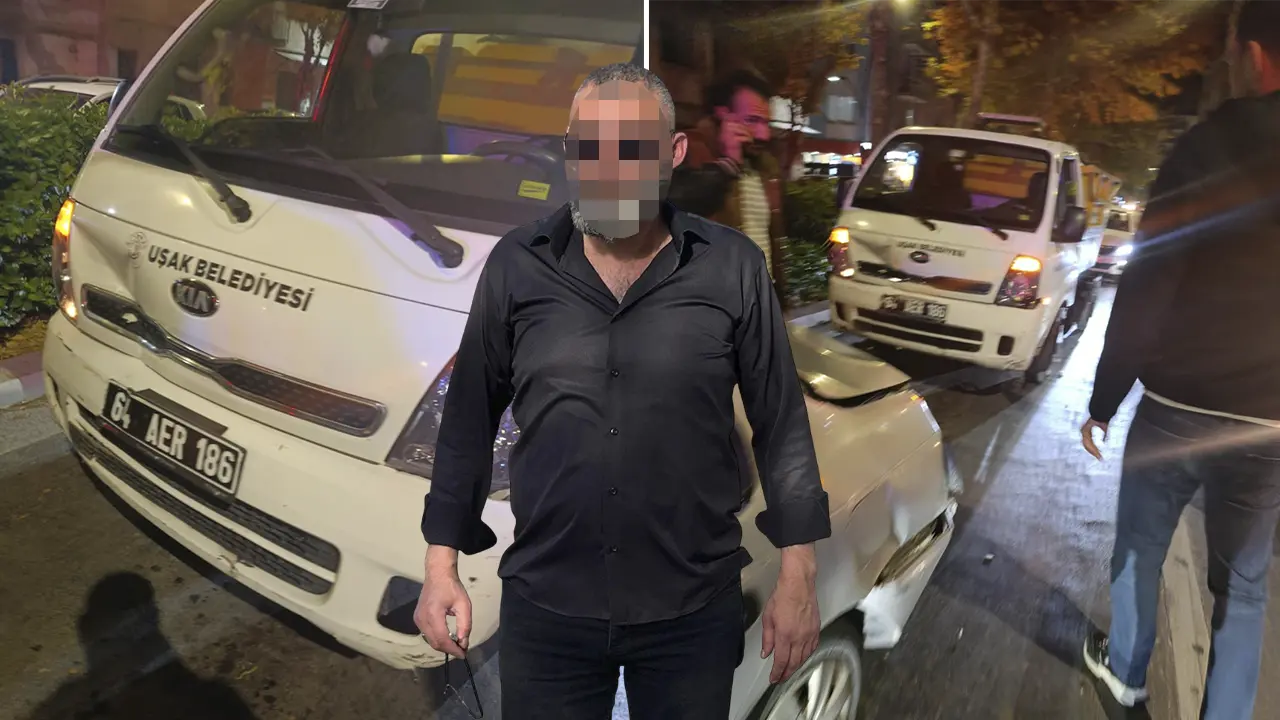 Uşak Belediye aracı kaza yaptı: sürücü 1.83 promil alkollü çıktı