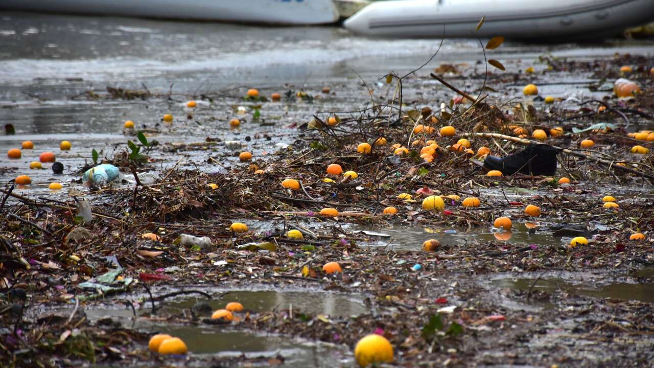 Bodrum'da yağmur suyuyla denize sürüklenen atıklar kıyıya vurdu