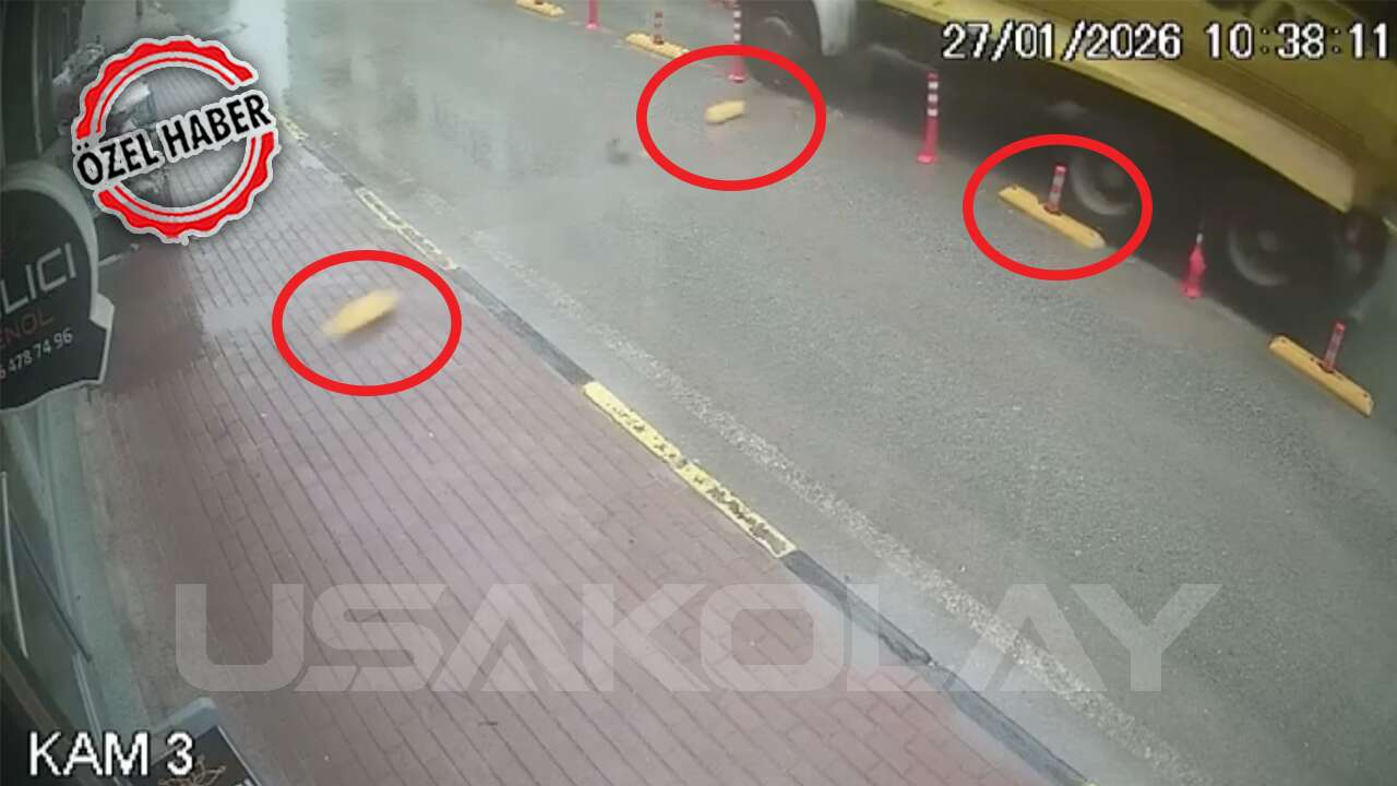 Kamyonun parçaladığı bariyerler camı patlacaktı