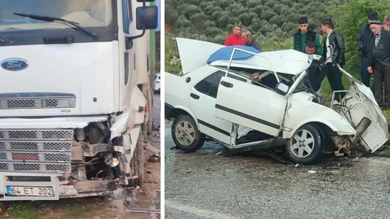 Küçükbaş hayvan taşıyan tır ile otomobil çarpıştı; 1 ölü, 2 yaralı