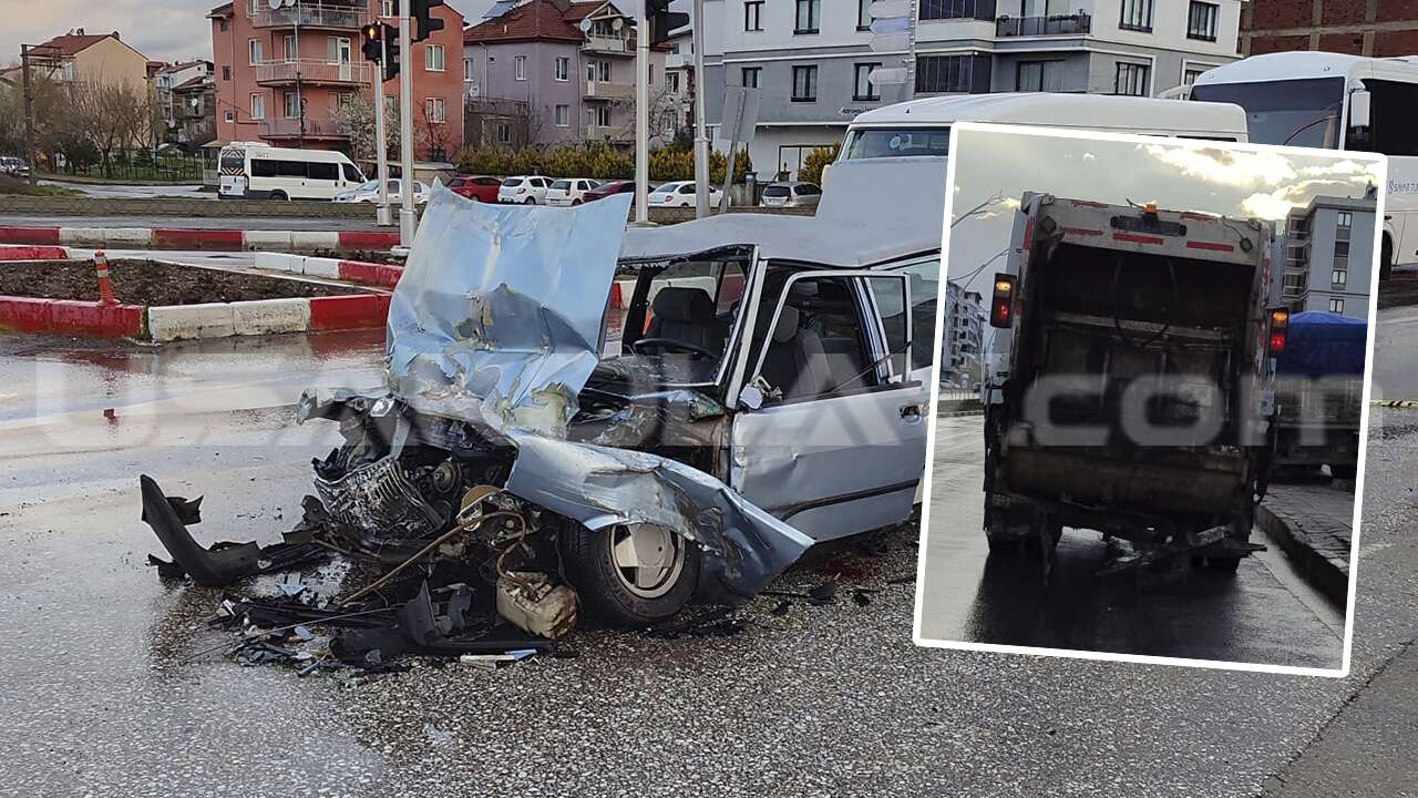 Uşak’ta çöp kamyonu ile otomobil çarpıştı: 2 kişi ağır yaralı