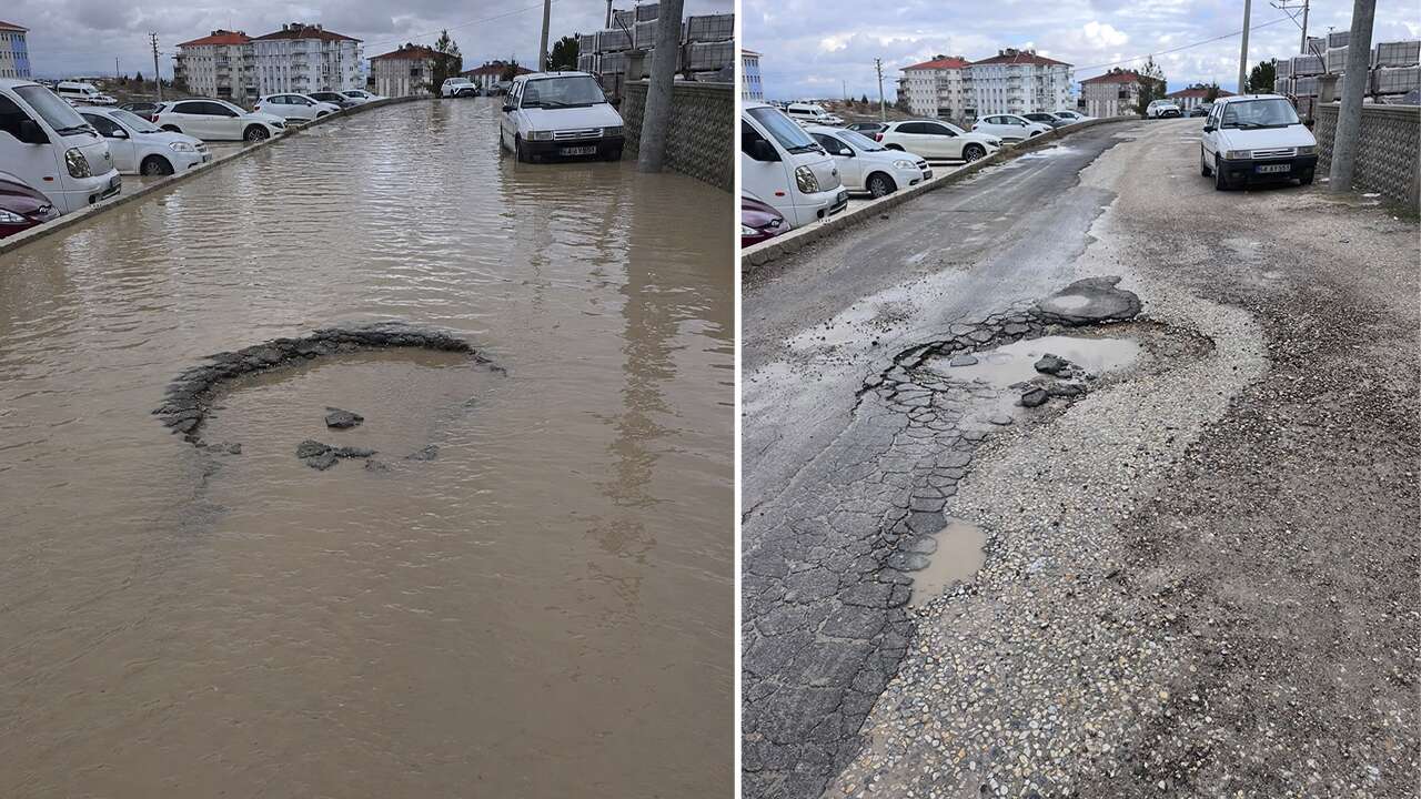 Kurşunluk Mahallesi 2052 sokak yağmur yağınca göle dönüyor