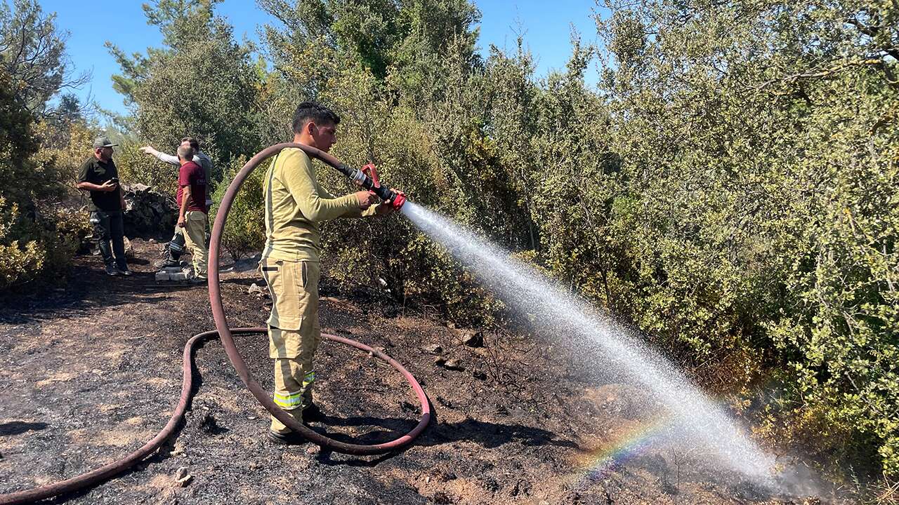 Bodrum'da makilik alanda çıkan yangın söndürüldü