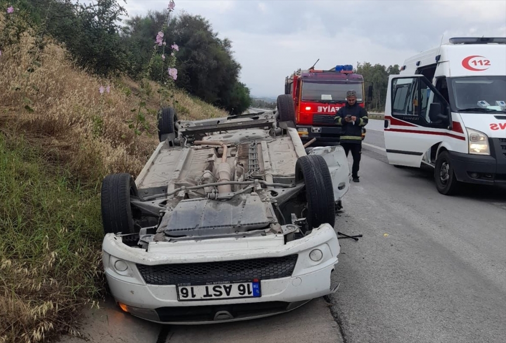 Aydın'da devrilen otomobilin sürücüsü yaralandı