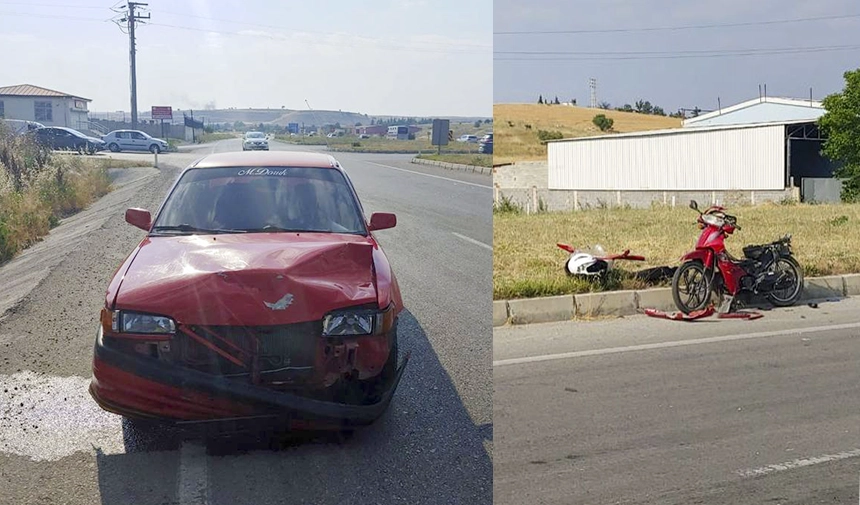 Cezaevi Kavşağında Otomobil Motosikletle Çarpıştı