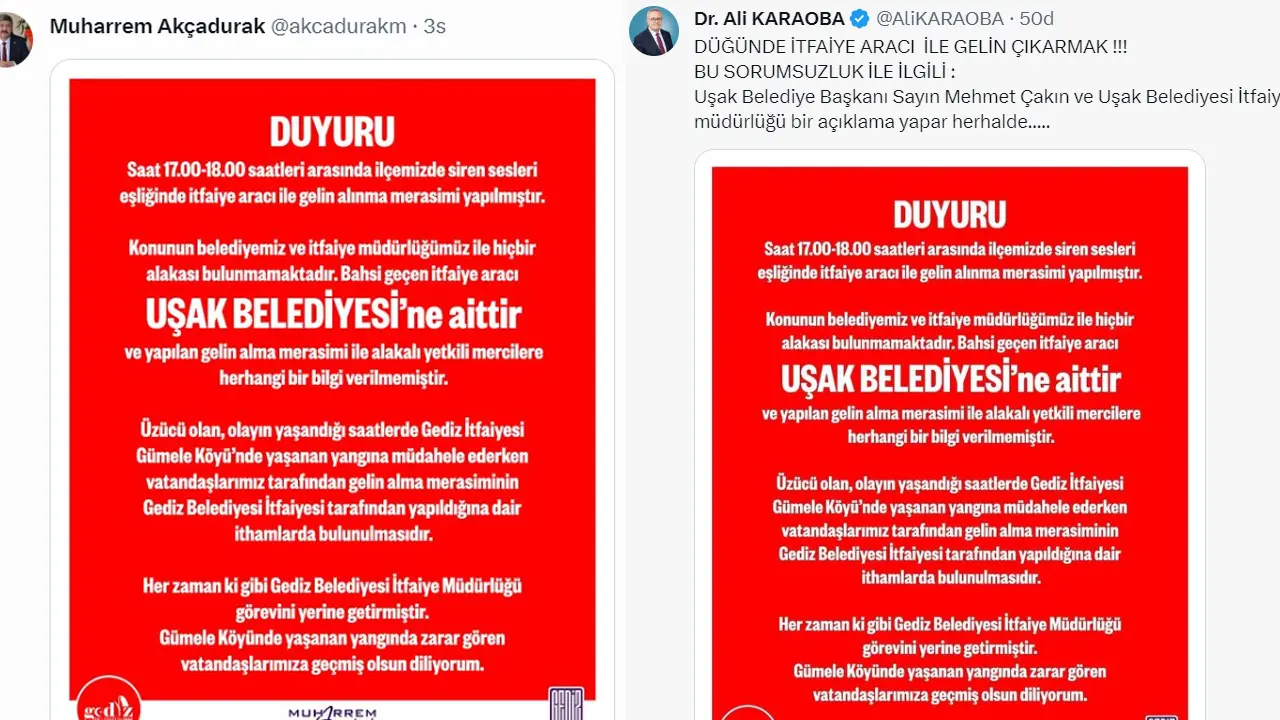 Uşak'tan İtfaiye Aracıyla Kız Almaya Gitti... Çıkan Yangın Skandalı Ortaya Çıkardı!