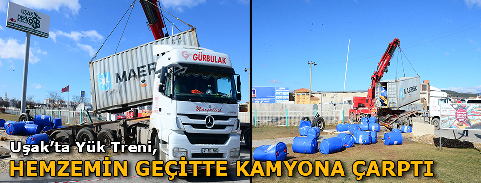 Yük treni hemzemin geçitte kamyona çarptı
