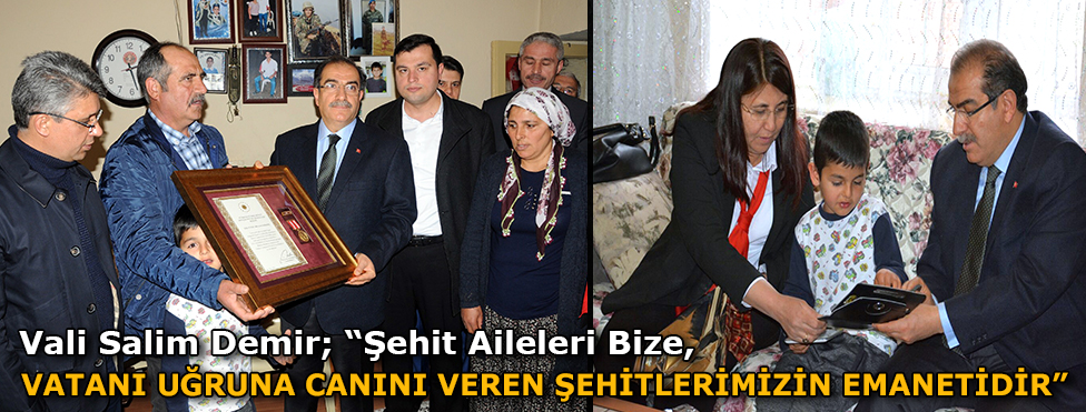 Vali Salim Demir, "Şehit aileleri bize vatanı uğruna canını veren şehitlerimizin emanetidir"