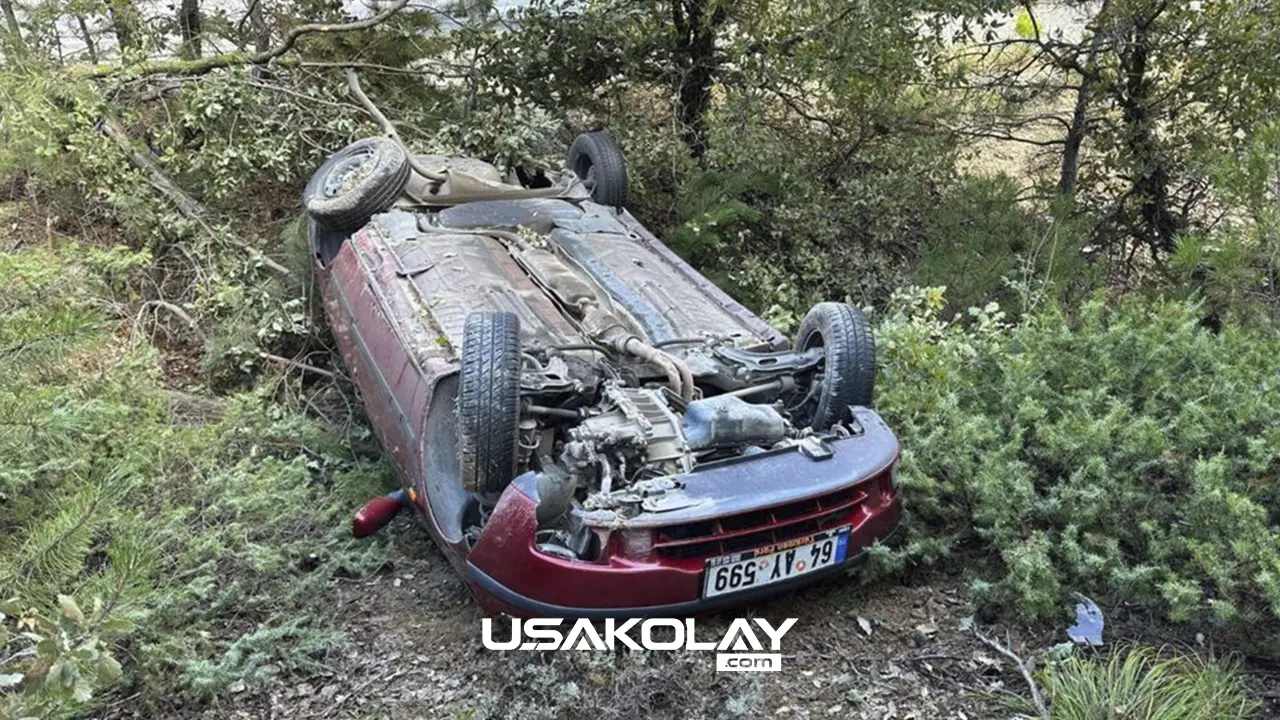 Uşak Sivaslı'da 19 yaşındaki gencin kullandığı araç şarampole devrildi, 1 yaralı